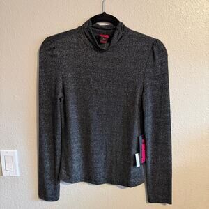 NWT Rock & Roll Cowgirl Black and Silver Shimmer Turtleneck Layering Shirt Sz M